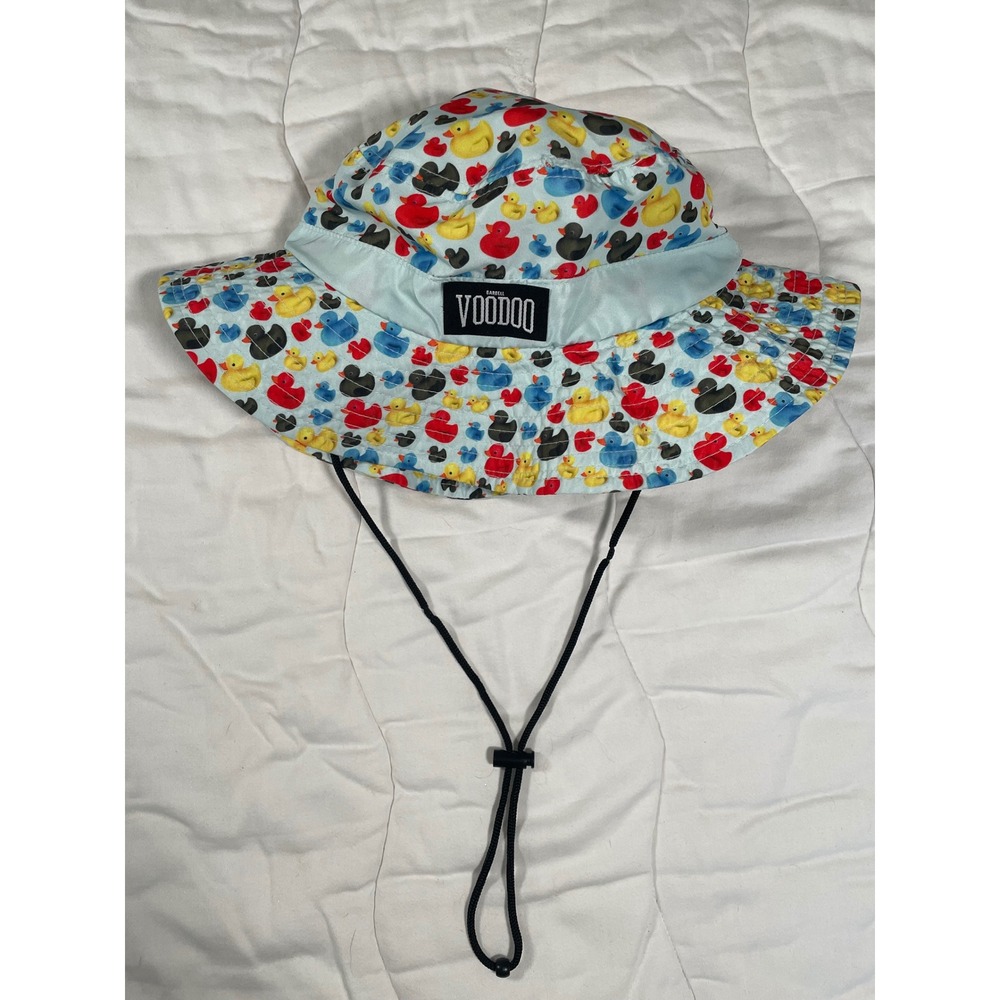 Voodoo Rubber Duck‎ Bucket Hat Blue Multi Color Sun Hat Adjustable Chin Strap